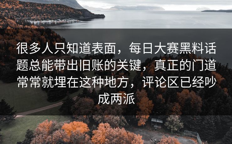 很多人只知道表面，每日大赛黑料话题总能带出旧账的关键，真正的门道常常就埋在这种地方，评论区已经吵成两派